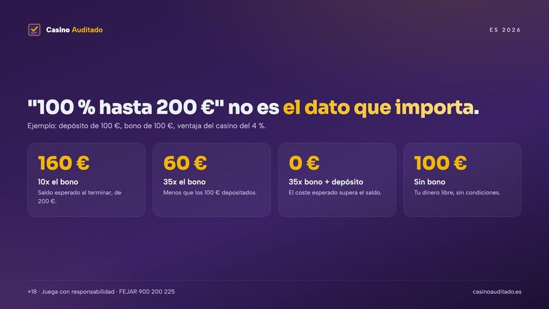 Bono de bienvenida casino: cómo cambia su valor según el rollover, con ejemplos en euros