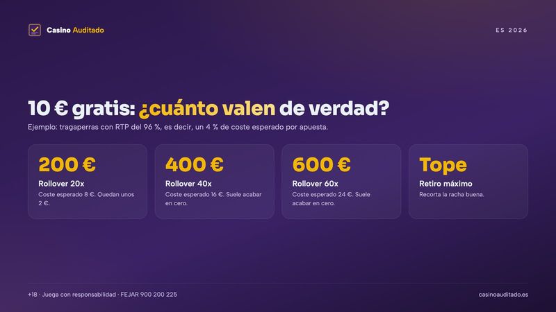 Bono casino sin depósito: cuánto vale el saldo gratis después del rollover y del retiro máximo