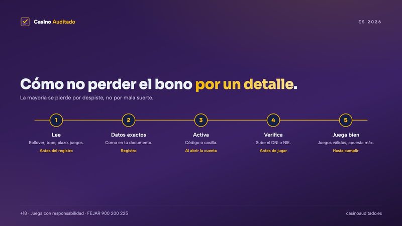 Cinco pasos para reclamar un bono sin depósito casino sin perderlo por un detalle