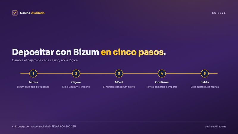 Cinco pasos para depositar con Bizum en un casino online desde la app del banco