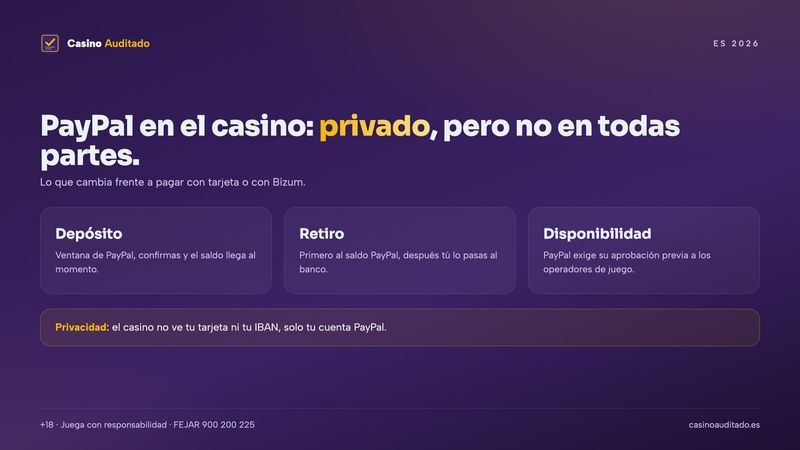 Casino online PayPal: depósito sin compartir la tarjeta y retiro al saldo de PayPal antes del banco