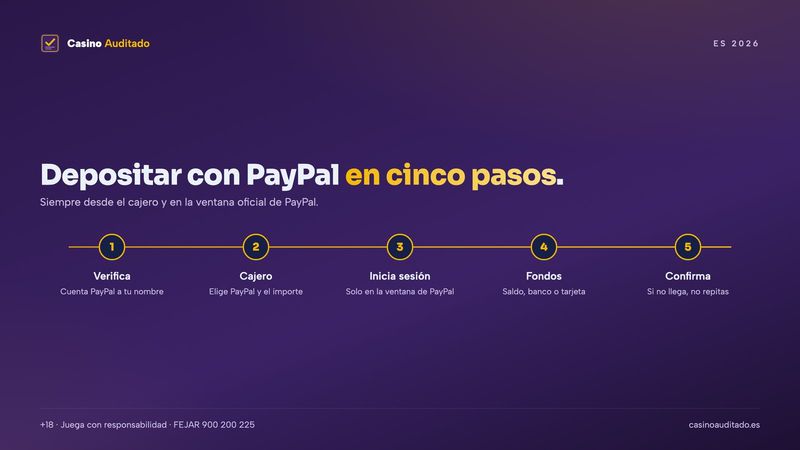 Cinco pasos para depositar con PayPal en un casino online desde el cajero