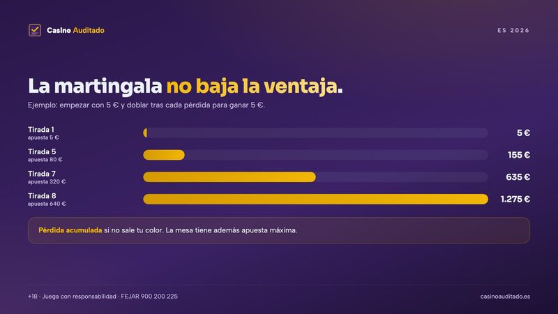 Martingala en la ruleta online: cómo crece la apuesta al doblar tras cada pérdida